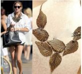 Maxi Colar Folhas Bronze
